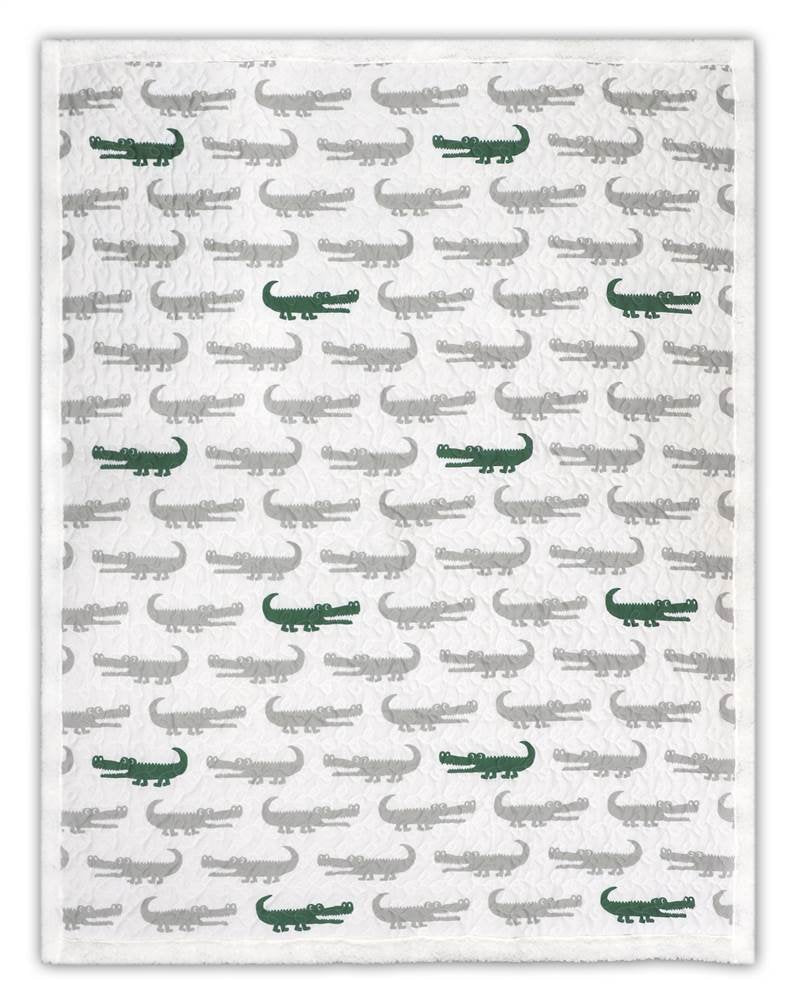 Lush Decor 16T000550 Alligator Sherpa Throw, 60" x 50", Gray/Green