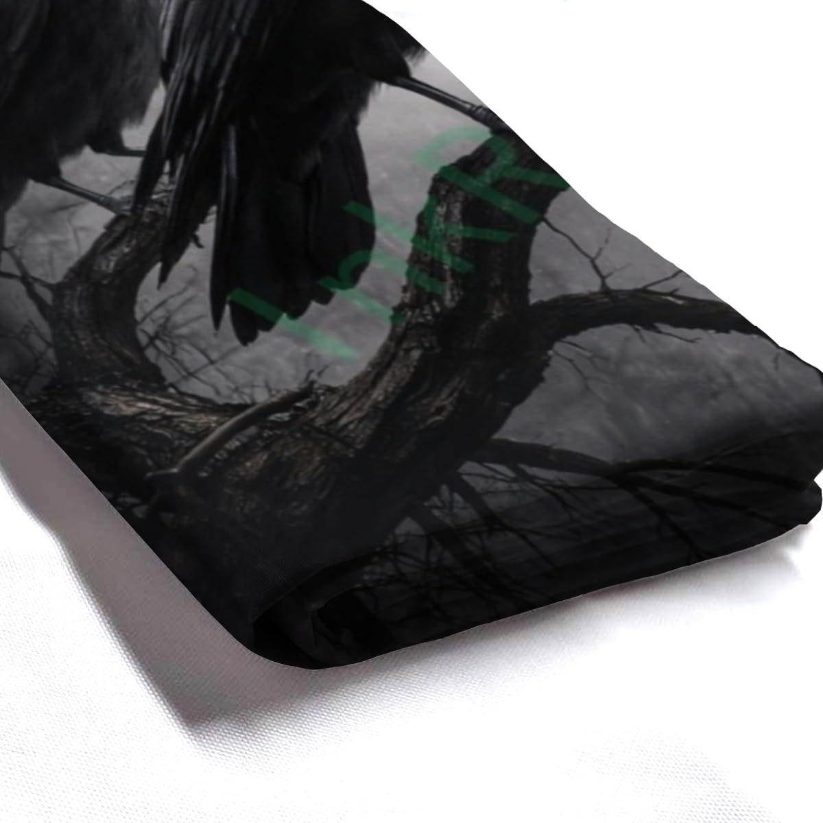 InkRain Gothic Raven Shower Curtain with 12 Hooks Full Moon Crow Halloween Bathroom Decor Dark Fantasy Waterproof Polyester Fabric Bath Curtain 70x84 Inch