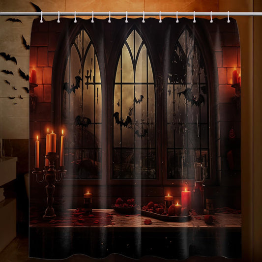 Lvetong Gothic Haunted Mansion Shower Curtain, 70" W x 72" L
