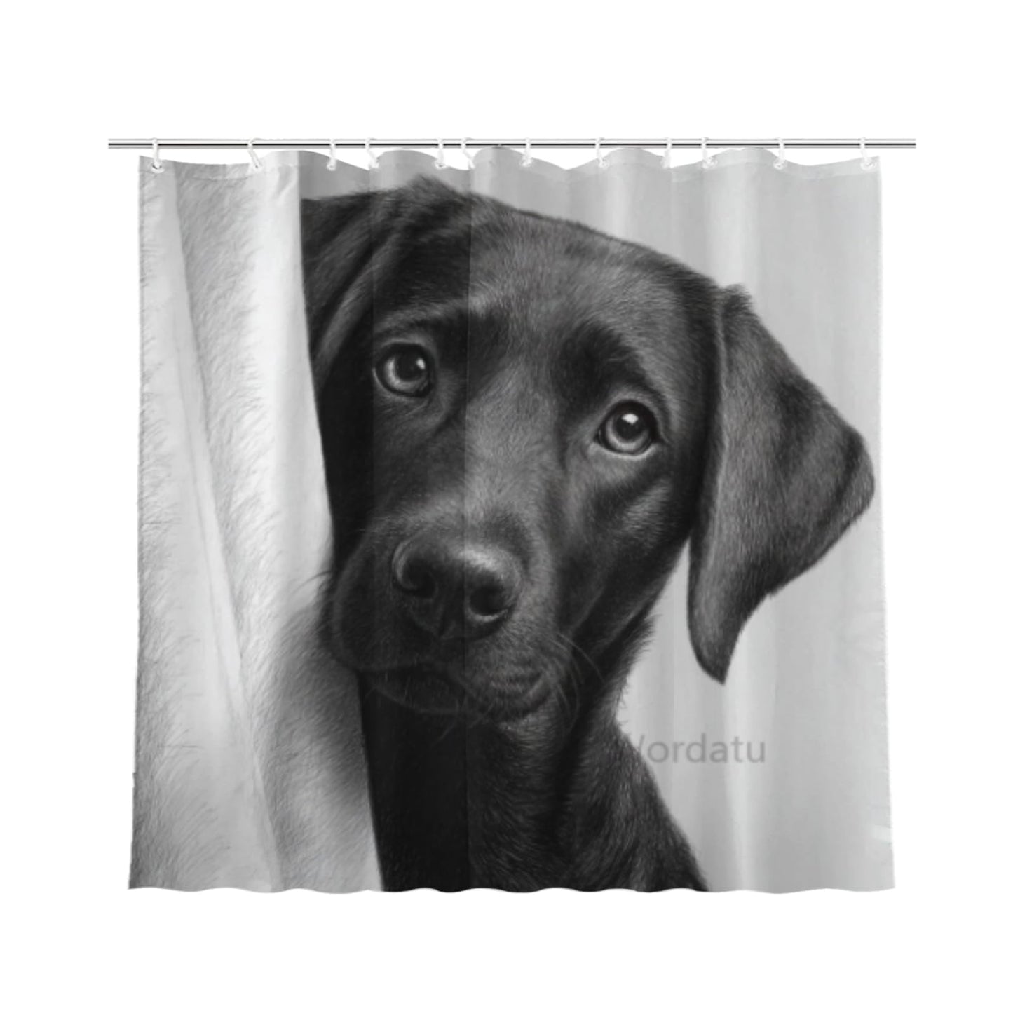 Wordatu Black Labrador Dog Shower Curtain Bathroom Set 72x72 Inches Taking a Bubble Bath Animal Bath Animal Pet Dog Art Home Decor 12 Hooks