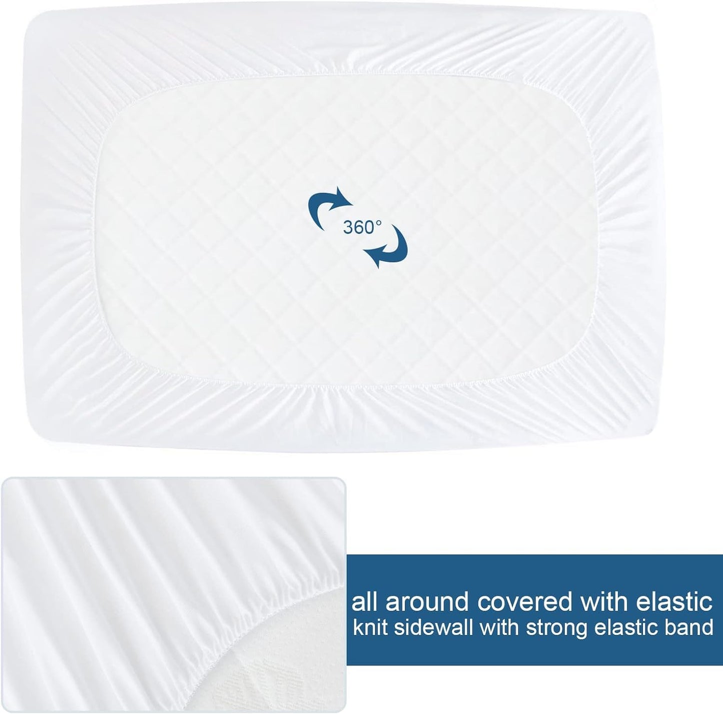Split Top King Mattress Protector Waterproof Soft & Breathable Terry, 34" Top Split from Head 78''×80'' up to 18'' Depth, Skin-Friendly Machine Washable Mattress Cover