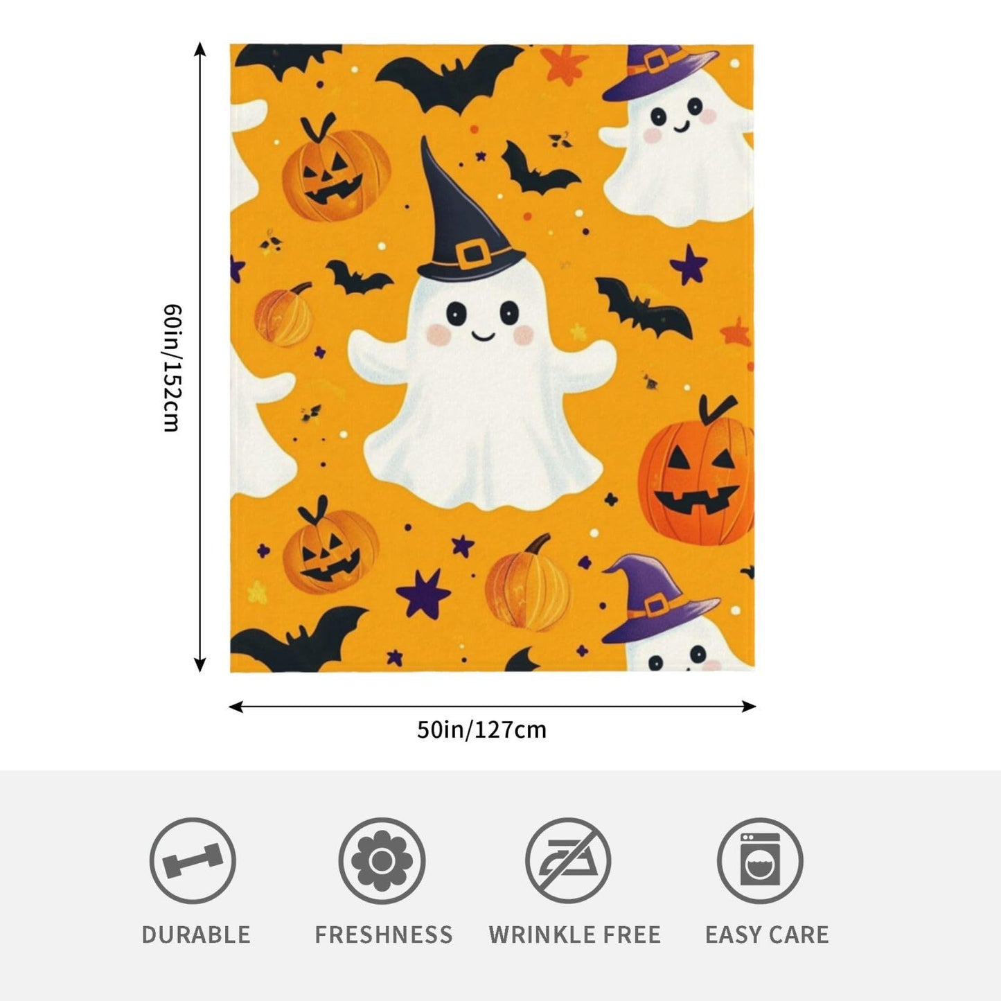 Cafemira Cute Cartoon ghostss,Warm Flannel Blanket,Soft Fleece Throw Blankets,All Season Couch Knee Throws,Great for Sofa,Camping,Office nap,Bed Topper,Festival Decor,Gift for Family,60x50 Inch