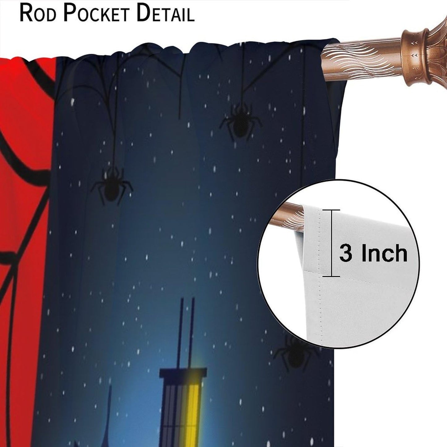 Djaby Spider Web Curtains, Red Scary Spider Web Super Hero Window Treatments Drapes for Kids Baby Nursery Room Bedroom Living Room 42" W X 45" L(No Blackout)