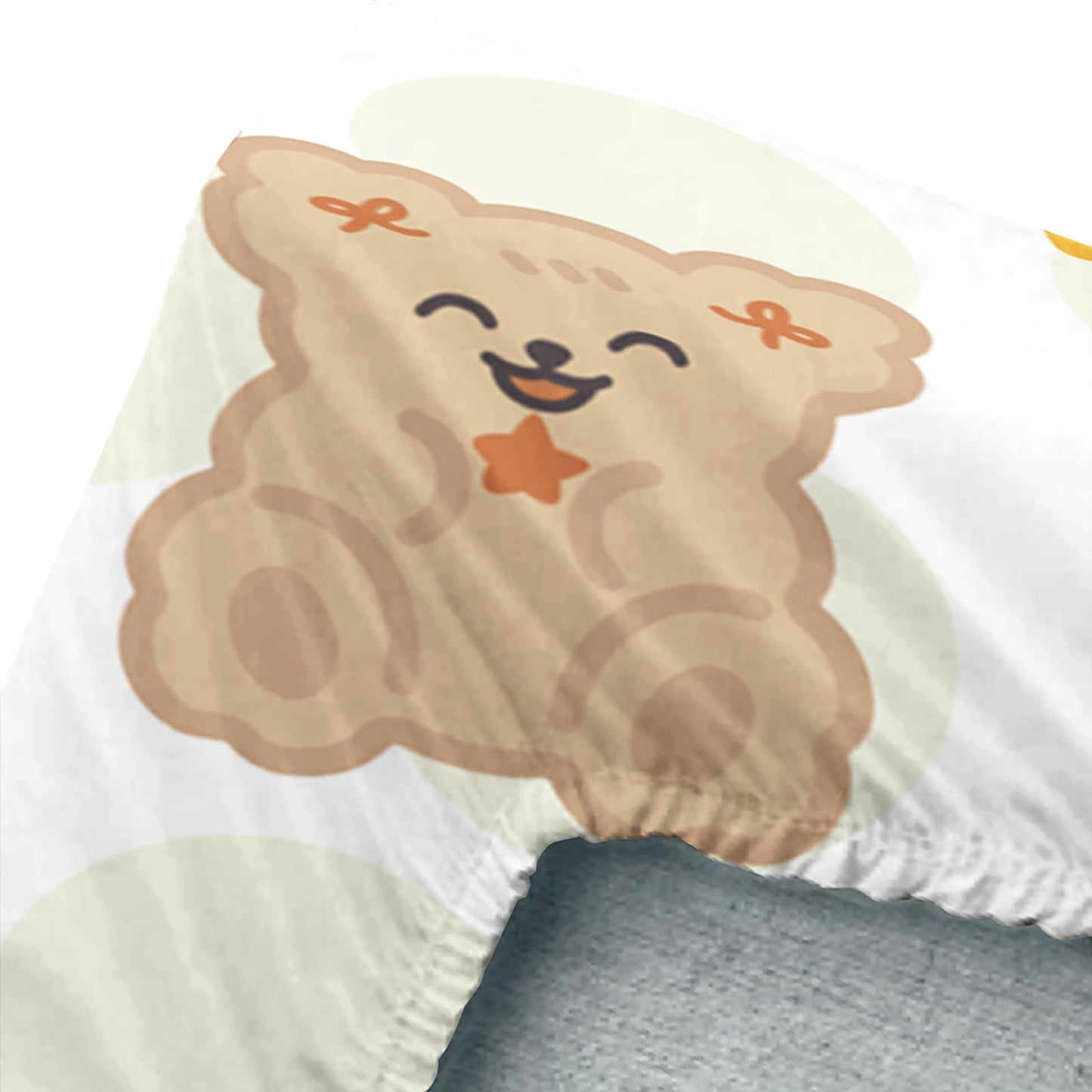 AILONEN Cute Bear Fitted Sheet Set Twin Size,3-Piece Kawaii Brown Teddy Bear Bed Sheet Set for Boys Girls,Lovely Animal Themed Fitted Sheet with 2 Pillowcases