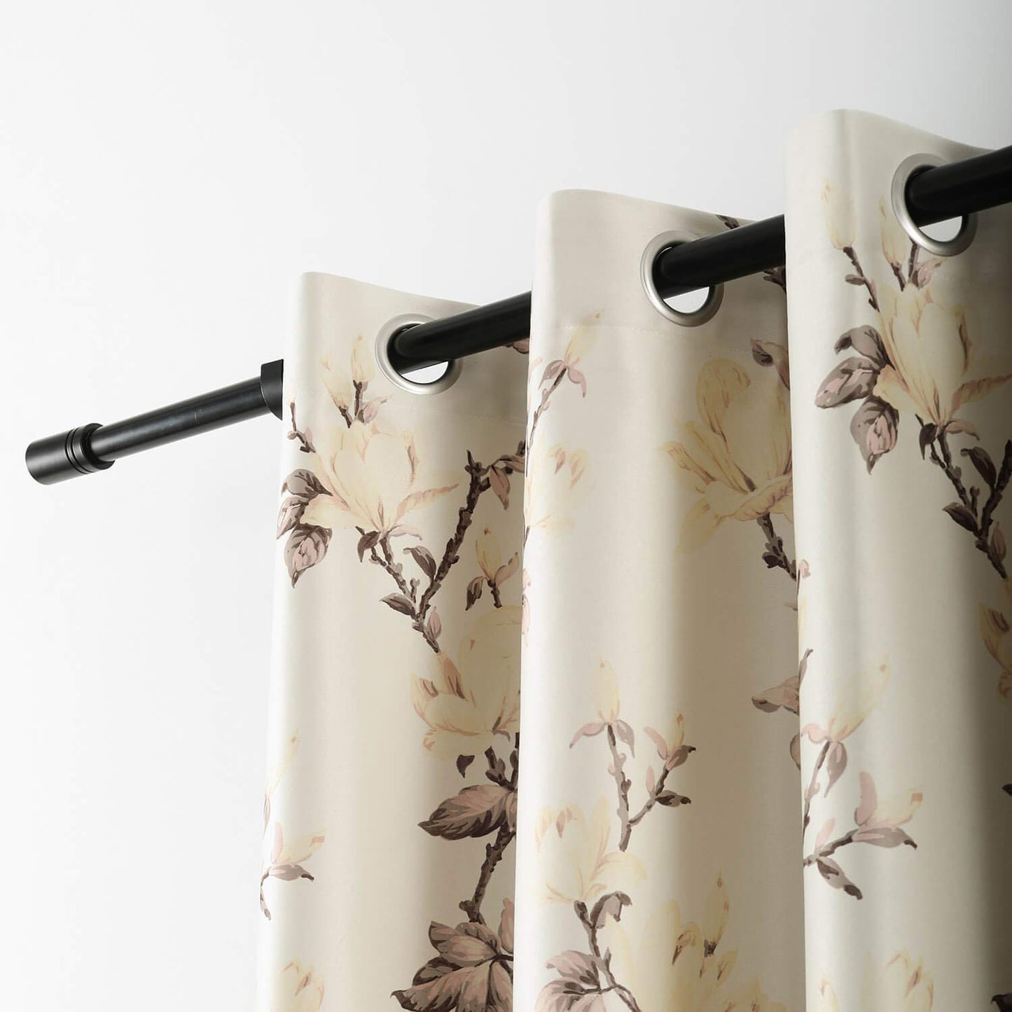 VOGOL Grommet Blackout Curtains for Living Room, Magnolia Flower Printed Thermal Insulated Room Darkening Window Drapes Curtains for Bedroom(52 x 84 Inch,2 Panels)