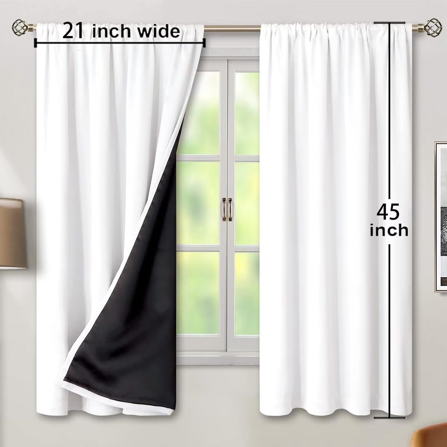 poiitei Forest Curtains Green Trees Plant Woodland Landscape Drapes Decorative for Bedroom Living Room Kitchen 2 Panels W21xL45 Inch