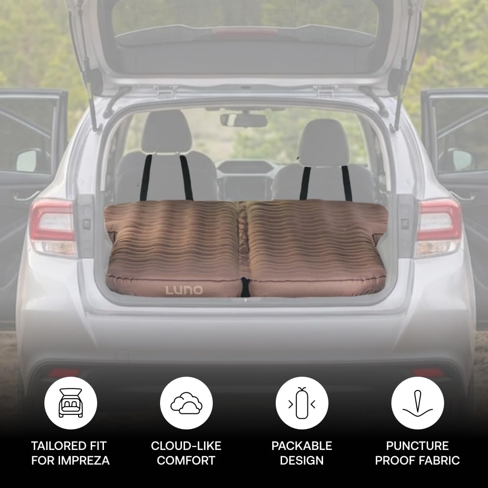 Luno AIR Base Mattress for Subaru Impreza Hatchback (2012+) – SUV Air Mattress for Car Camping with 12V Electric Pump, Durable 200D Oxford Fabric, Two Head Support Straps & Repair Patch – Car Camping