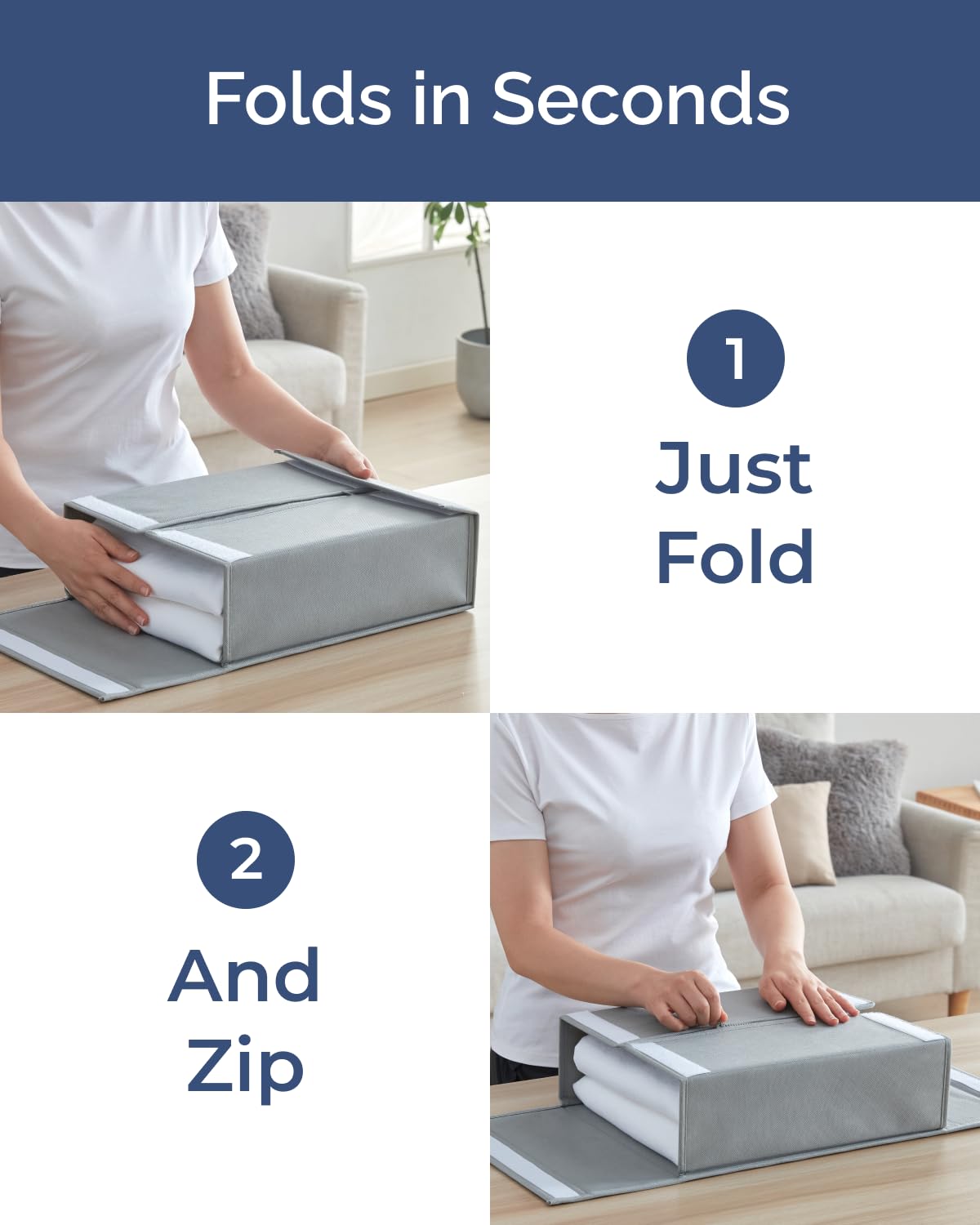 2 Pack Sheet Organizers - Foldable Storage Sheets Set Organizer for Linen Closet - King & Queen Size - Folder Keeper with Window XL - Blanket, Duvet & Pillowcases Dustproof Bedding Container - Grey
