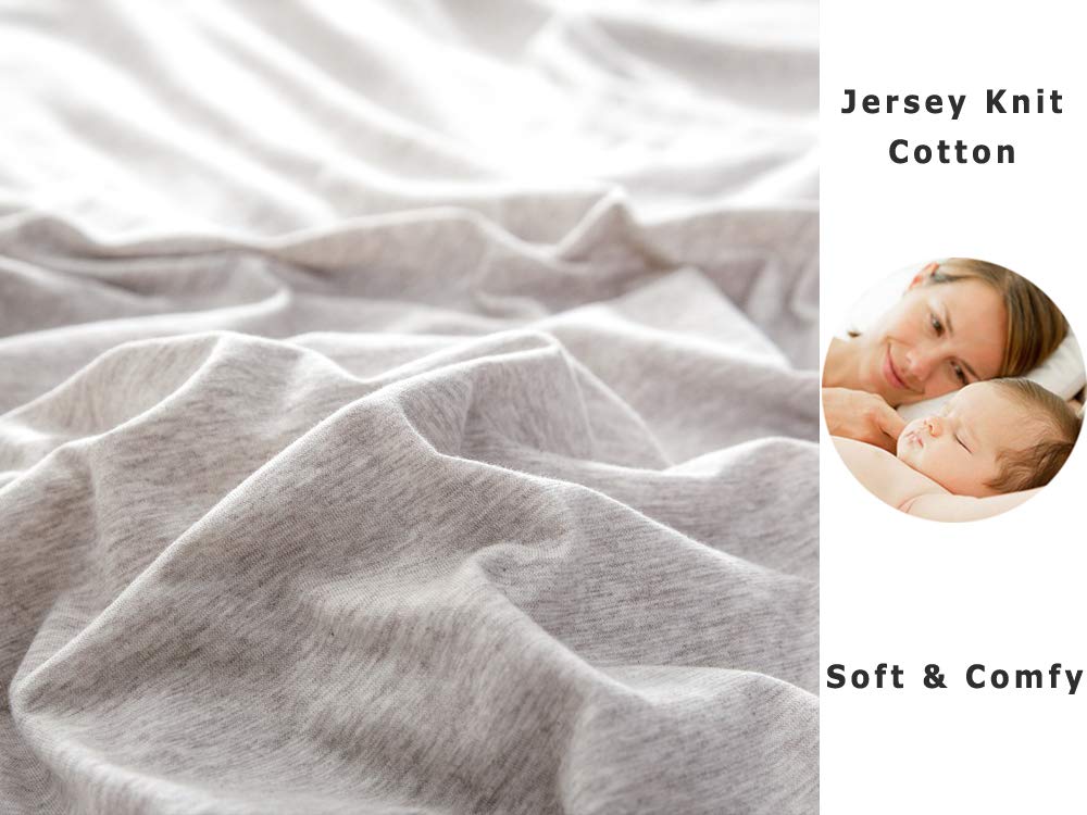 PURE ERA Jersey Knit Cotton Fitted Bottom Sheet ONLY (No Flat Sheet or Pillow Cases) Deep Pocket Up to 15" to 20" Ultra Soft Comfy Breathable Beige Queen