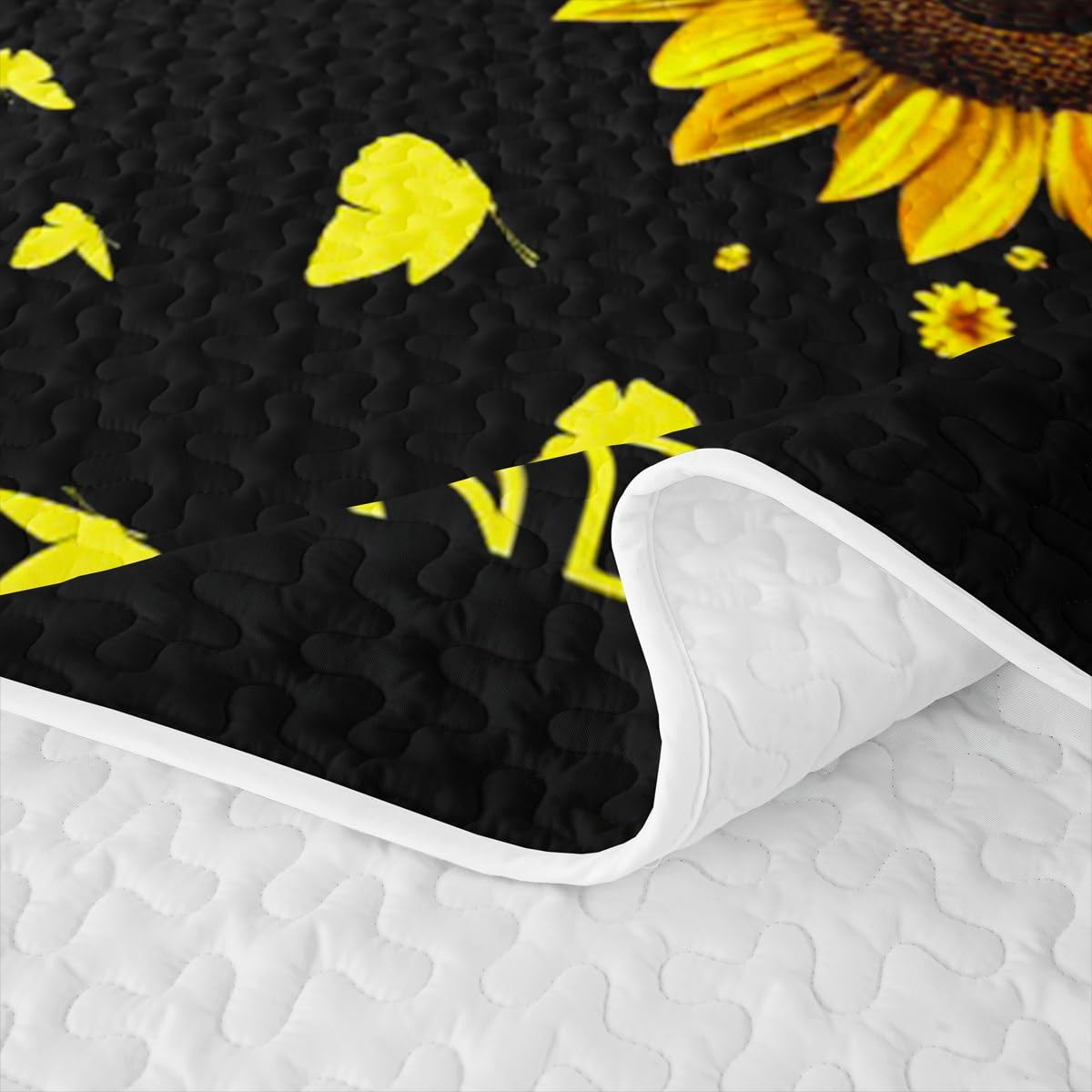 Erosebridal Girl Sunflower Quilt Set Women Butterfly Quilt Full Blossom Floral Quilted Bedspread Rustic Farmhouse Bedding Coverlet with 2 Pillowcases