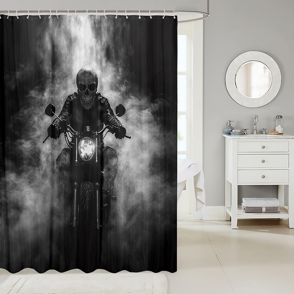 Feelyou Boys Girls Dirt Bike Shower Curtain Racing Motocross Bath Curtain Kids Motorcycle Bathroom Shower Curtain Set Motorbike Teens Bathroom Accessories Bedroom Decor 72"x72"