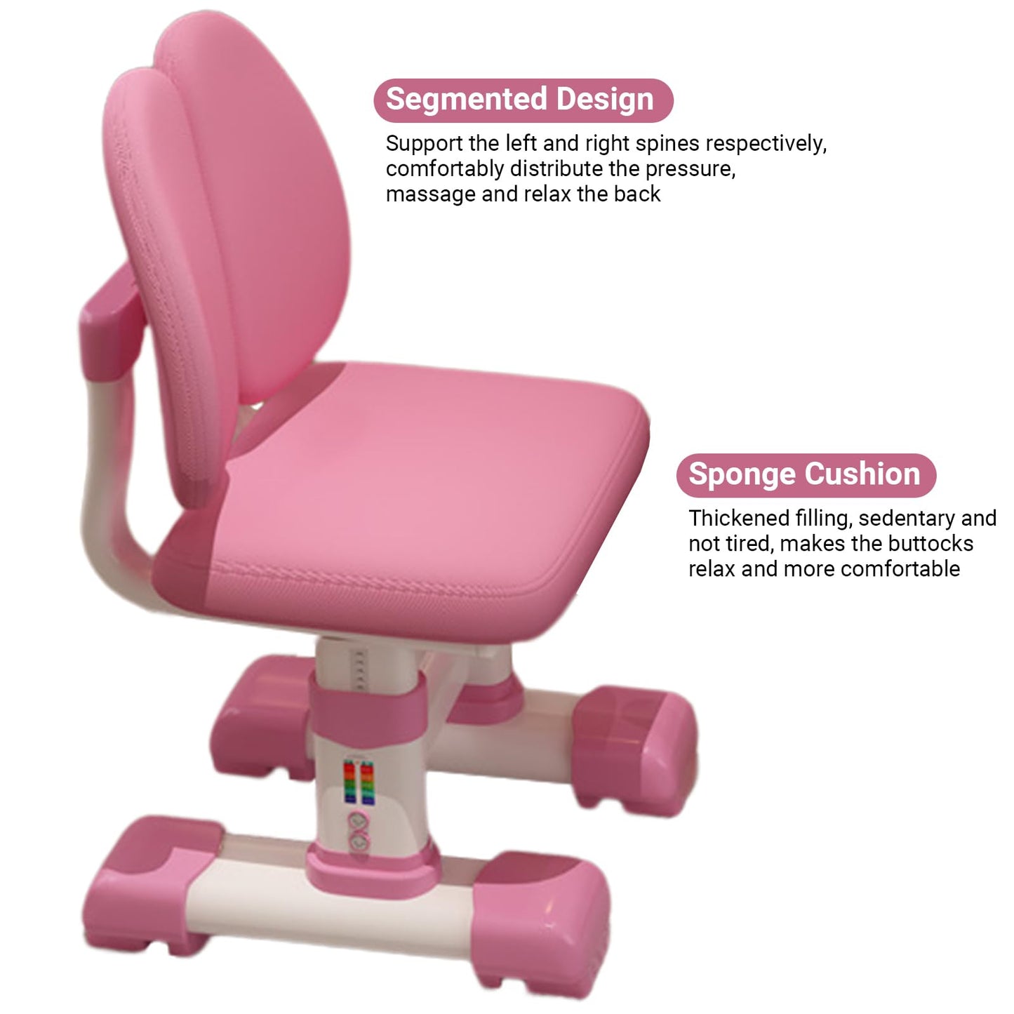 ZTGD Kids Adjustable Study Desk & Chair Set w/Storage,Drawers,Bookshelf,Child Toddler Writing Homework Table,Little Girl Work Computer Desk,Princess Preschool Table (Pink B)