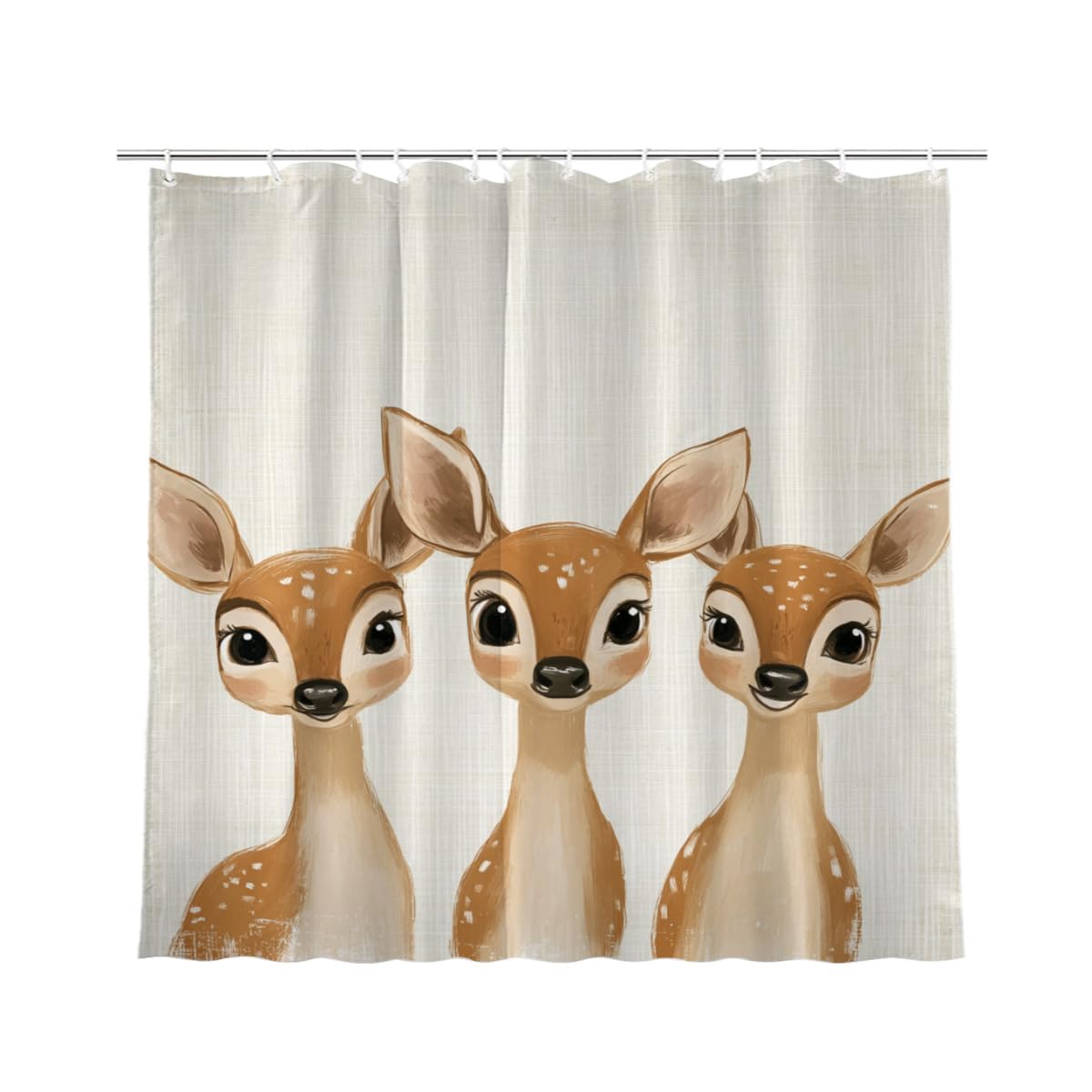 KEEPAEON Funny Deer Bath Shower Curtain, Bathroom Curtain Washable Cloth Kids Shower Curtain Sets with 12 Hooks for Bathroom Decor, 72"x72"