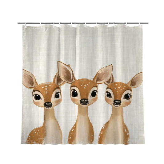 KEEPAEON Funny Deer Bath Shower Curtain, Bathroom Curtain Washable Cloth Kids Shower Curtain Sets with 12 Hooks for Bathroom Decor, 72"x72"