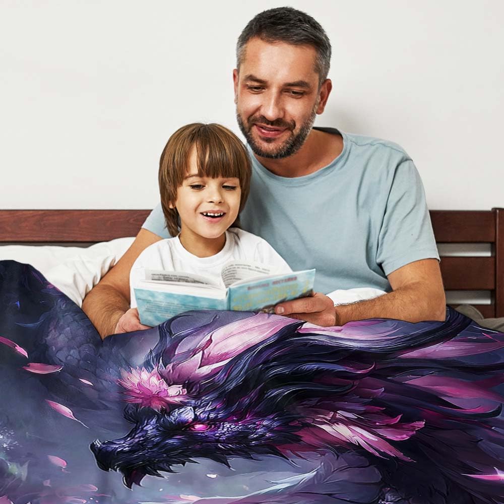 Custom Dragon Blanket for Kids Teens Adults – Soft Fantasy Throw Cozy Animal Print Bed Throw for Bedroom or Living Room (Dragon Blanket #13)