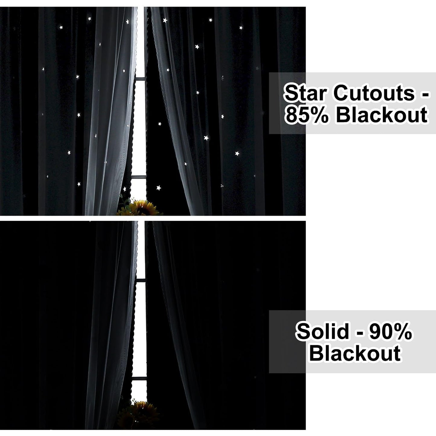 Ftinala Custom Double Layer Polyester Blackout Curtains, Grommet, Modern Light Blocking Curtains & Drapes for Bedroom