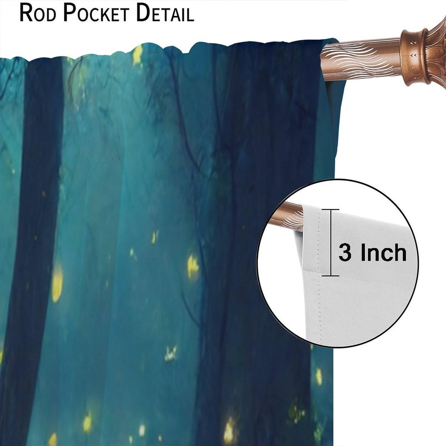 SHElifestyle Fantasy Forest Curtains, Enchanted Trees Dreamy Mist Forest Glowing Lights Landscape Window Treatments Drapes for Bedroom Living Room W42 X L45
