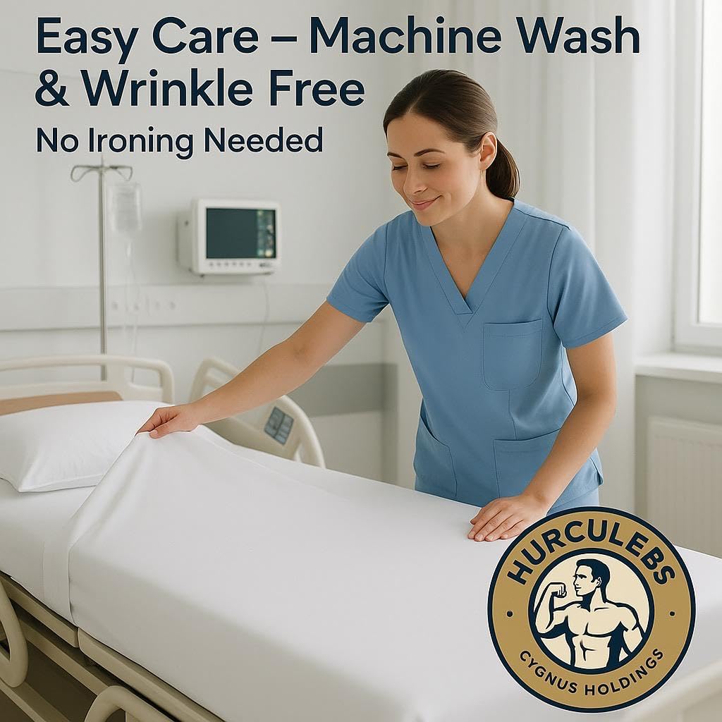HURCULEES Medical Fitted Sheets Set of 2 – Breathable, Durable & Soft Hospital Bed Fitted Sheets, Easy-to-Clean Patient Sheets for Healthcare Use, Size: 84" x 36"