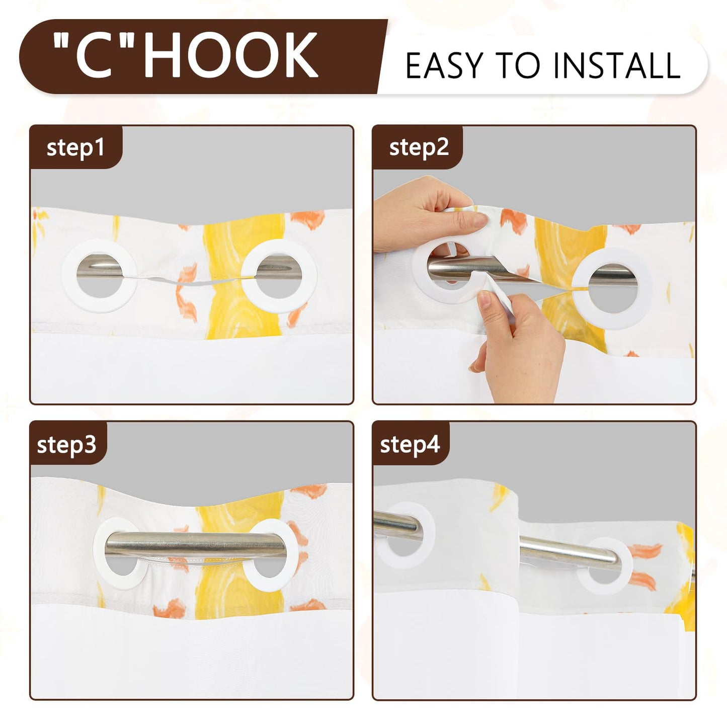 NAEMBCU No Hook Shower Curtain for Kids with Snap-in Liner 71x74 Inch