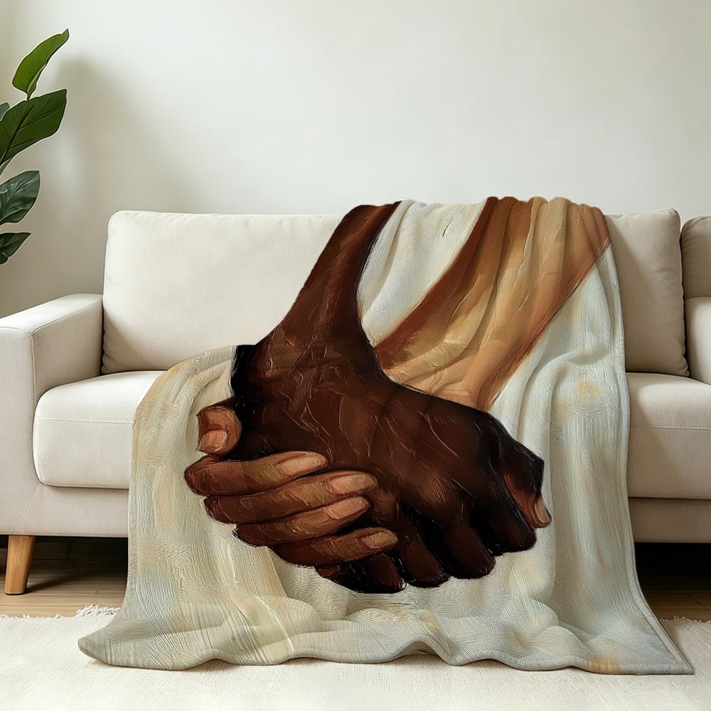 HUNXIAOJ African American Throw Blanket Black Love Decor African American Gifts for Girls Black Couple Bedding Warm Soft Flannel for Sofa Couch (49in x 59in)