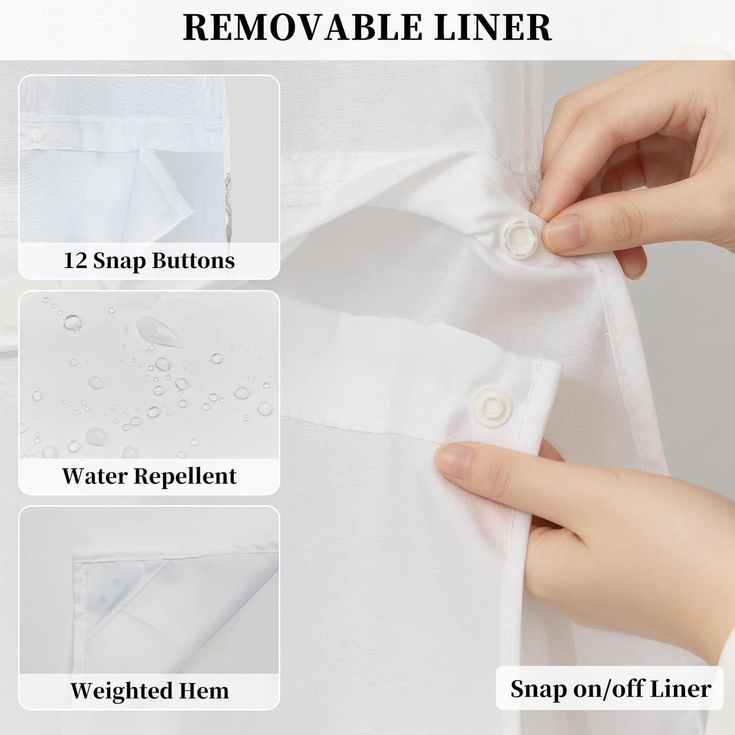 NAEMBCU No Hook Floral Shower Curtain with Snap in Fabric Liner, Botanical Shower Curtains for Farmhouse Bathroom, Mesh Top Window and Waterproof Washable, 71x74 Inch