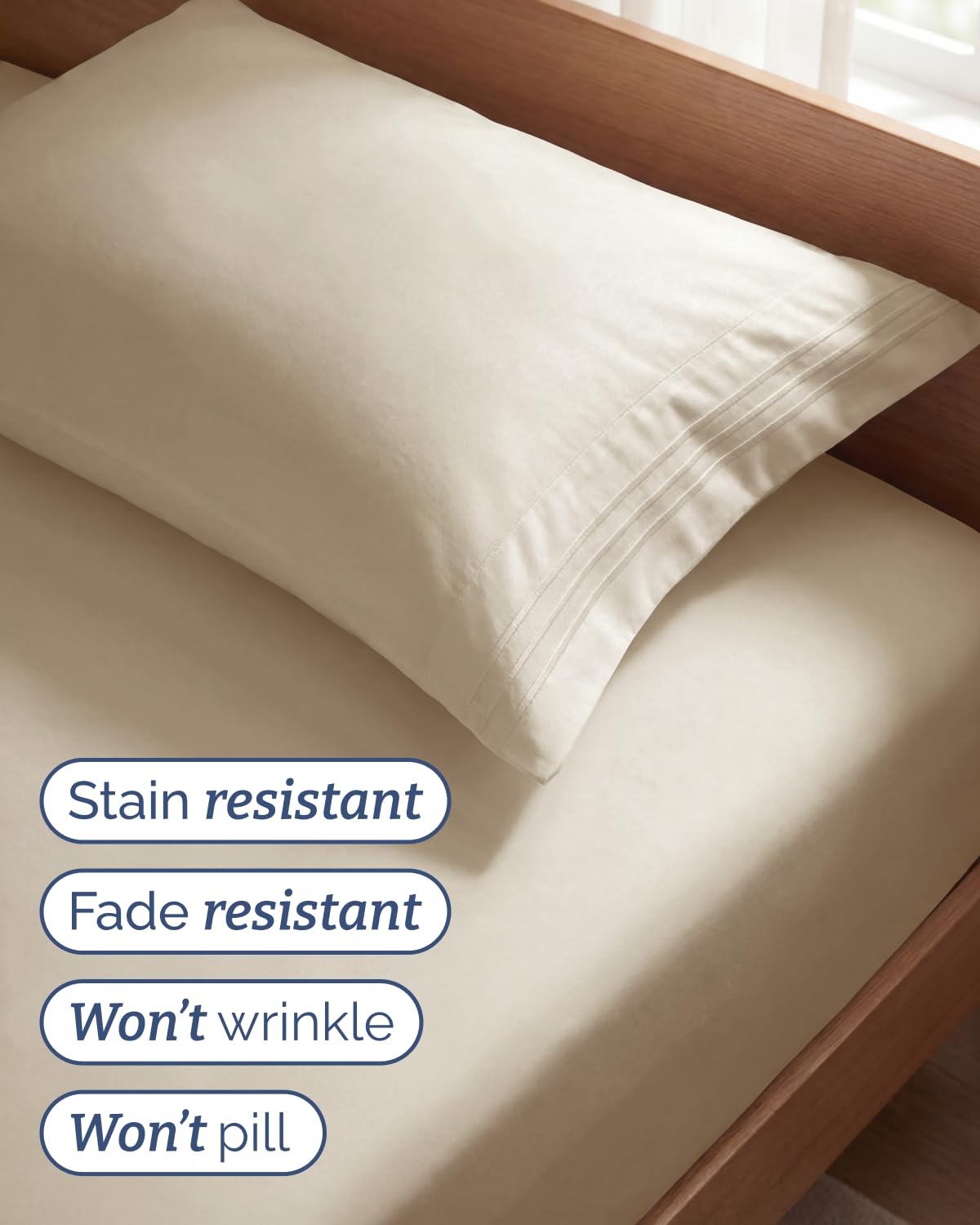 Twin Size 3 Piece Sheet Set - Comfy Breathable & Cooling Sheets - Hotel Luxury Bed Sheets for Women & Men - Deep Pockets, Easy-Fit, Extra Soft and Wrinkle Free Sheets - Wheat Oeko-Tex Bed Sheet Set