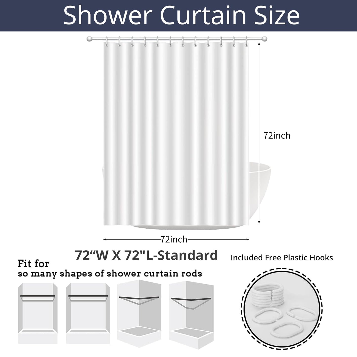 Caheansi Halloween Shower Curtain, Black and White Spooky Ghosts Icons Funny Cute Halloween Bathroom Curtain Waterproof Fabric Machine Washable with Hooks, 72" Wx72 L