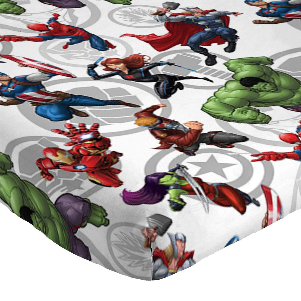 Jay Franco Kids Sheet Set with Fitted, Flat Sheets & Pillow Cover - Ultra-Soft Bedding with Pillowcase for Room Decor, Multi - Avengers, 3 Piece Twin