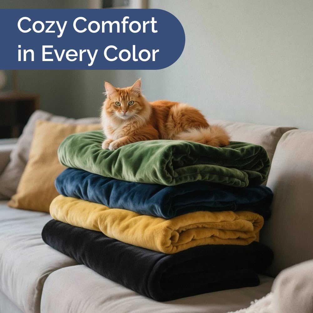 Ultra Soft Fleece Blanket Throw Size - Flannel Fleece Luxury Throw Blanket - Lightweight for Couch Bed Chair - Thick, Warm and Breathable - All Season Cozy Fuzzy, Anti-Static Microplush Bedding, Cream