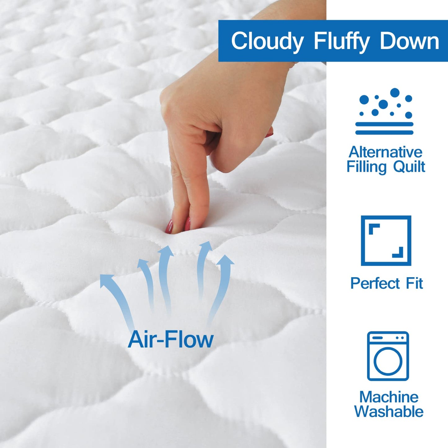 Twin Mattress Pad Waterproof Mattress Protector, Quilted Twin Size Mattress Cover Fitted for Kids, Deep Pocket Mattress Protector Up to 14 inches, White (Cover Only)