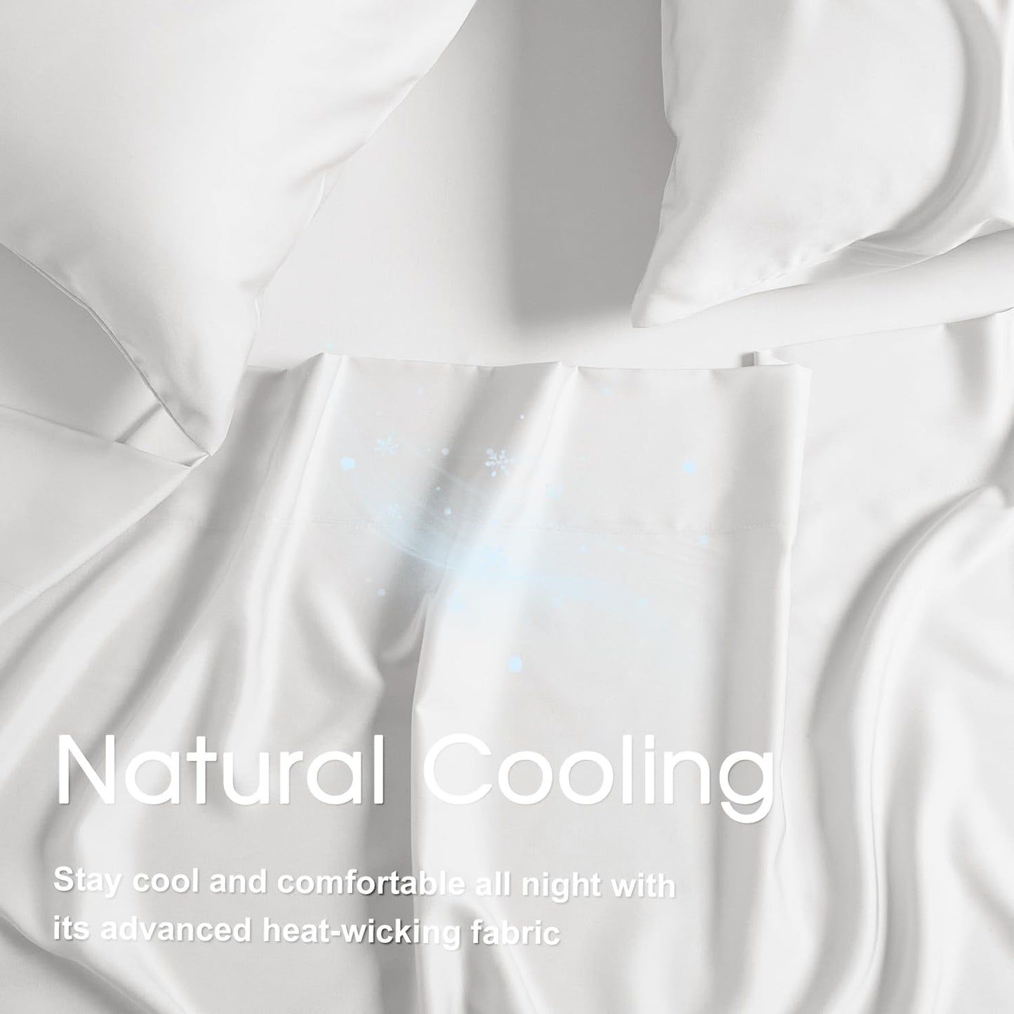 HYPREST Cooling Sheets California King – Rayon Derived from Bamboo, Silk Soft & Breathable, No Sweat Luxury Sheet Set, Extra Deep Pocket King Sheets Fits 18"–24" Thick Mattress - White