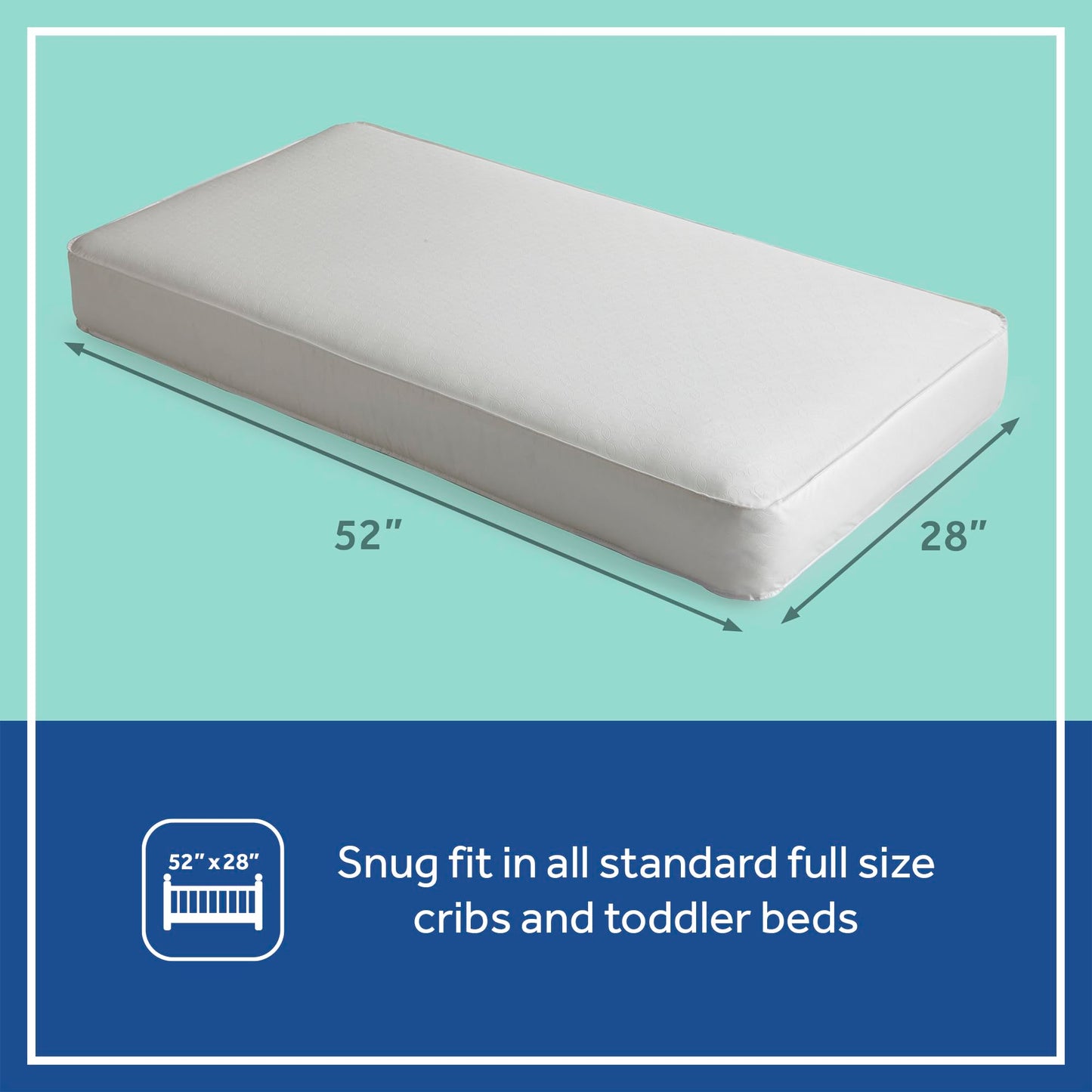 Sealy Baby Posture Perfect Breathable Crib Mattress, GREENGUARD Gold Certified, Made in USA, 2 Stage Hybrid Memory Foam & 150 Premium Coils, Toddler Bed Fit, Safety & Quality Tested, 52x28"