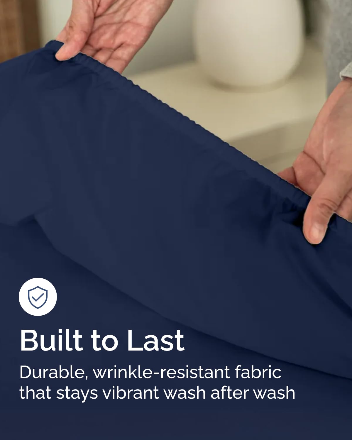 Full Size Fitted Bed Sheet - Pack of 2 Single Fitted Bottom Sheet Only - Fits Mattress Up to 16" Deep Pockets - Extra Soft, Breathable & Cooling - Hotel Quality, Shrink and Wrinkle Free - Navy Blue