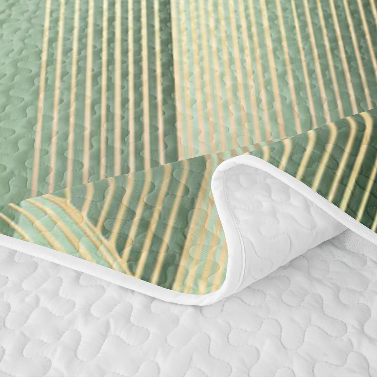 Erosebridal Geometric Quilted Bedspreadd Set Twin Ombre Boho Coverlet Set Modern Abstract Texture Bed Set Light Green Bedding Set