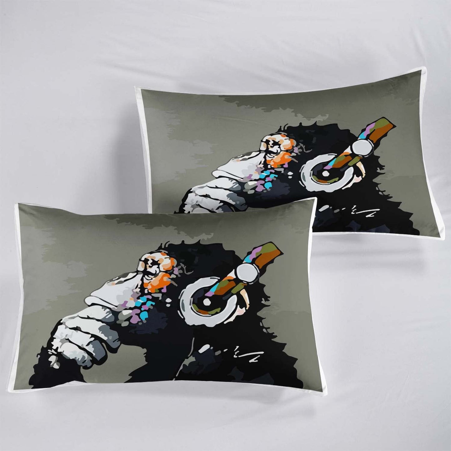 AILONEN Monkey Duvet Cover Set,Monkey Bedding Set Full Size,Cute Monkey Comforter Cover,Cartoon Animal Bedding Set for Kids,1 Quilt Cover 2 Pillowcases 3 Piece