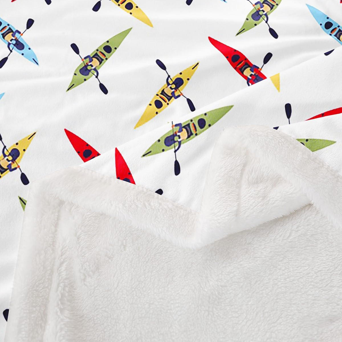 Feelyou Yacht Plush Blanket Colorful Yacht Fleece Throw Blanket for Kids Boys Girls Sports Theme Sherpa Blanket Kayak Fuzzy Blanket for Sofa Bed Couch,40x50 Inches