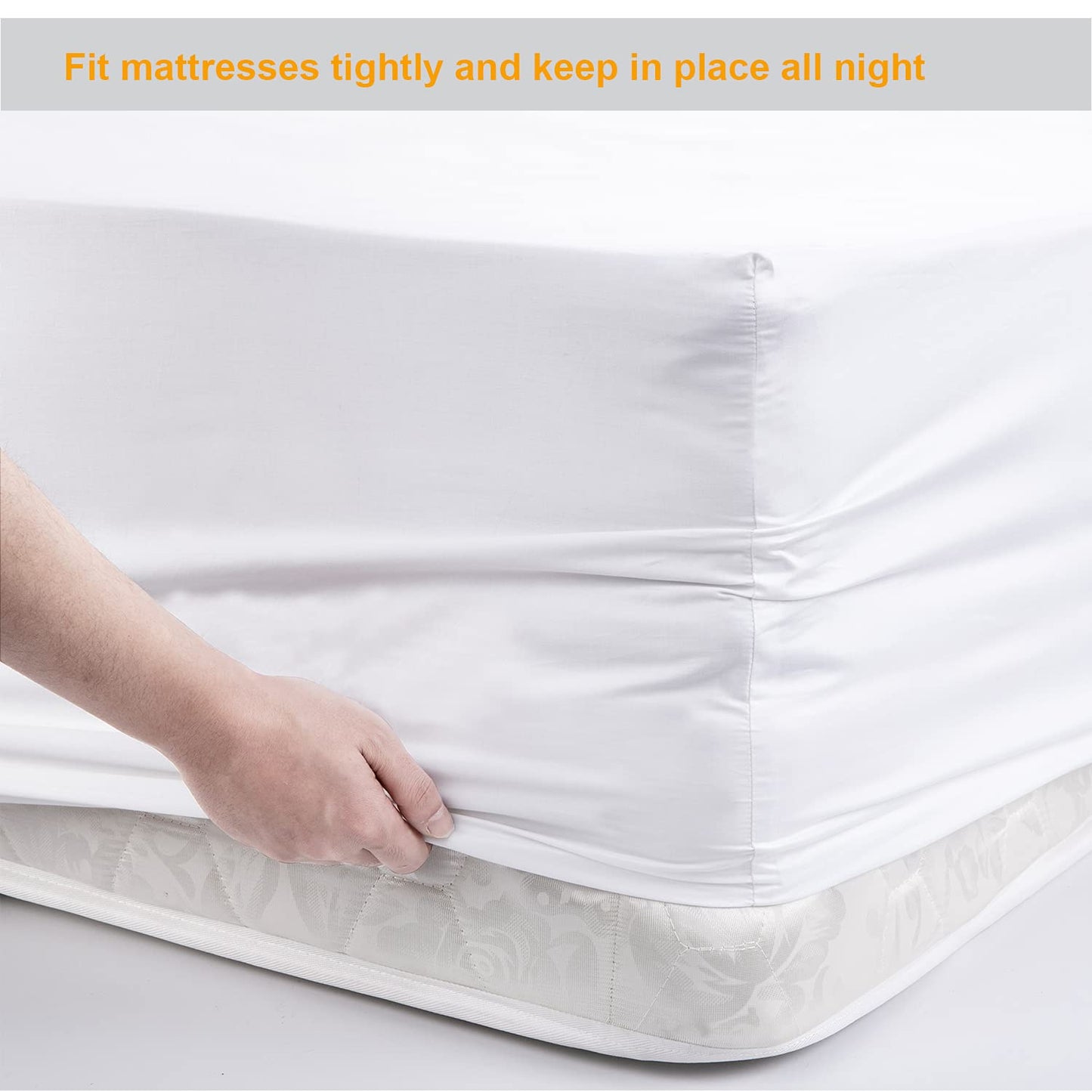 MILDLY Queen Size Extra Deep Fitted Sheets Only 100% Long Staple Cotton Breathable Bottom Sheet Fits Up to 16" Deep Mattress