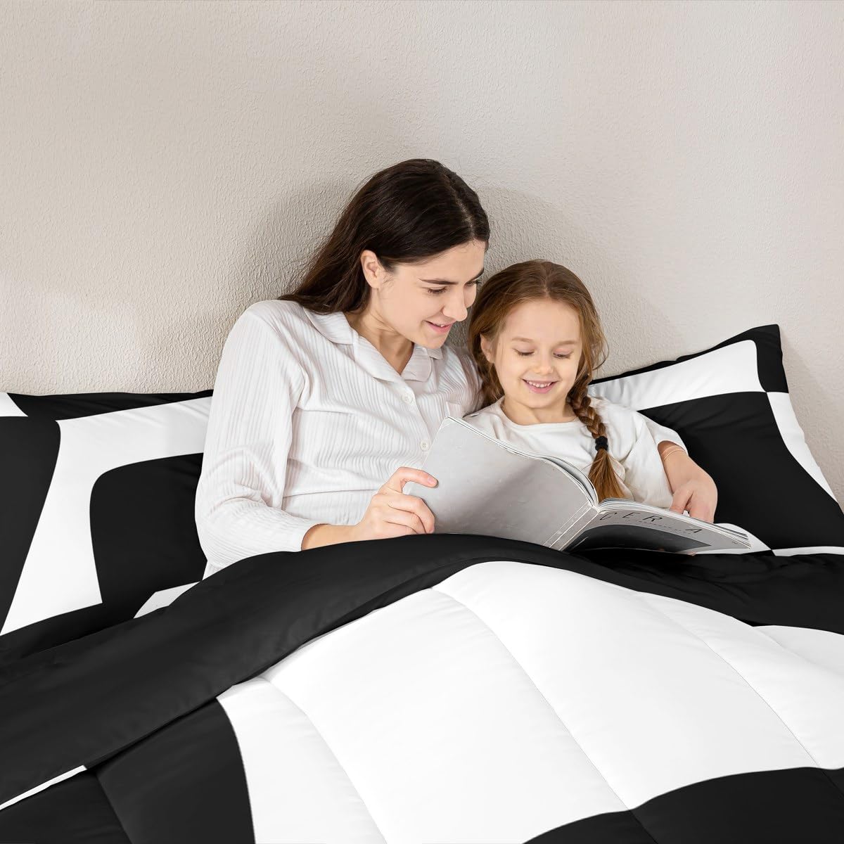 Erosebridal Black and White Abstract Queen Comforter Set for Adult Women Men Boho Geometric Striped Bedding Set Minimalist Modern Art Bed Set Simple Aesthetic Modern Quilt Set