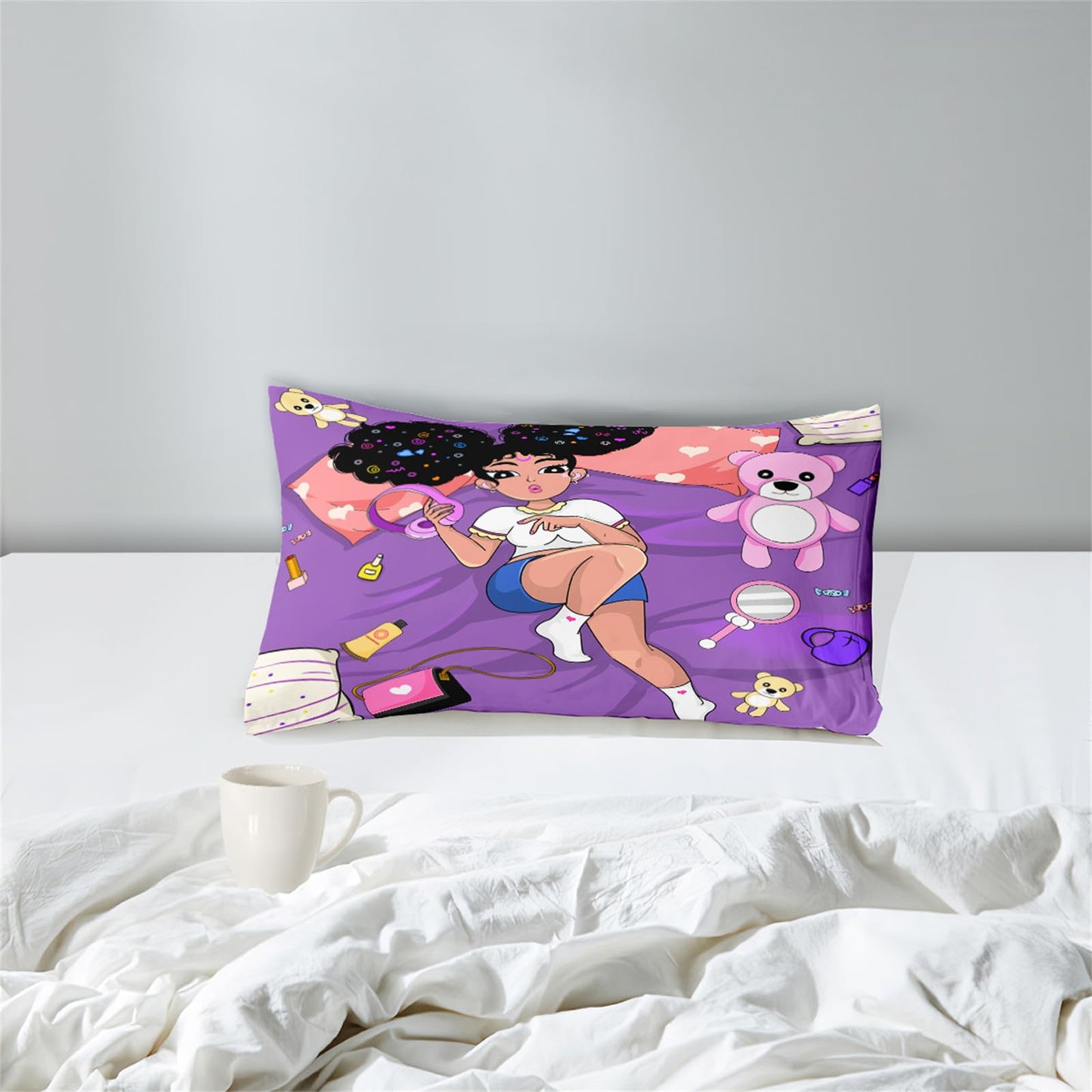 Black Girl Comforter Set - Kids Comforter Sets for Girls Girl Comforter Set Girls Twin Bedding Set Twin Comforter Set for Girls Kids Bedding Sets for Girl Bedroom with 1 Comforter with 1 Pillowcases