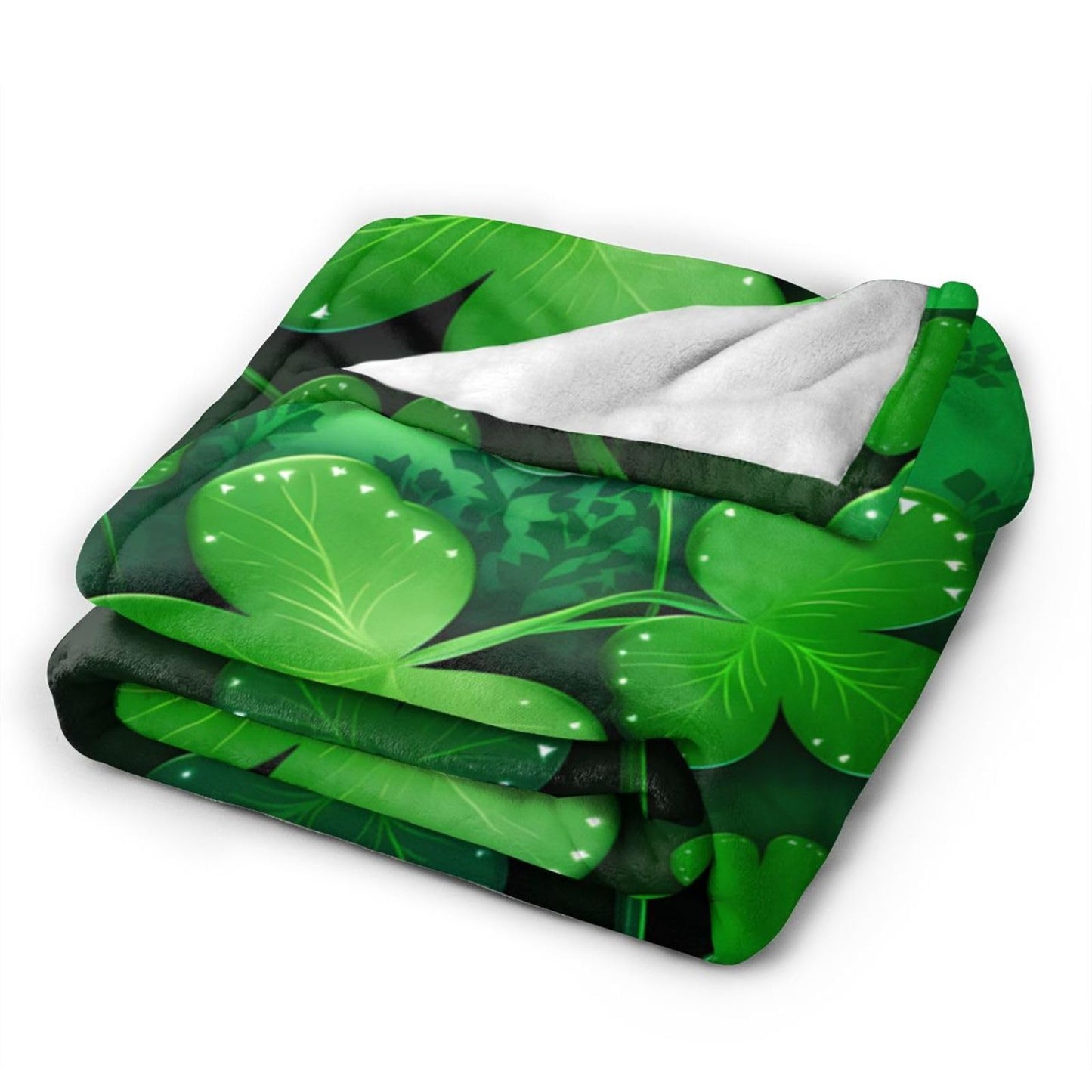 Dewoofly Green Clover Leaves Washable Fleece Throw Blankets, Saint Patricks Day Blanket for Bed Couch Sofa, All Seasons Home Camper Travel 60"x50"
