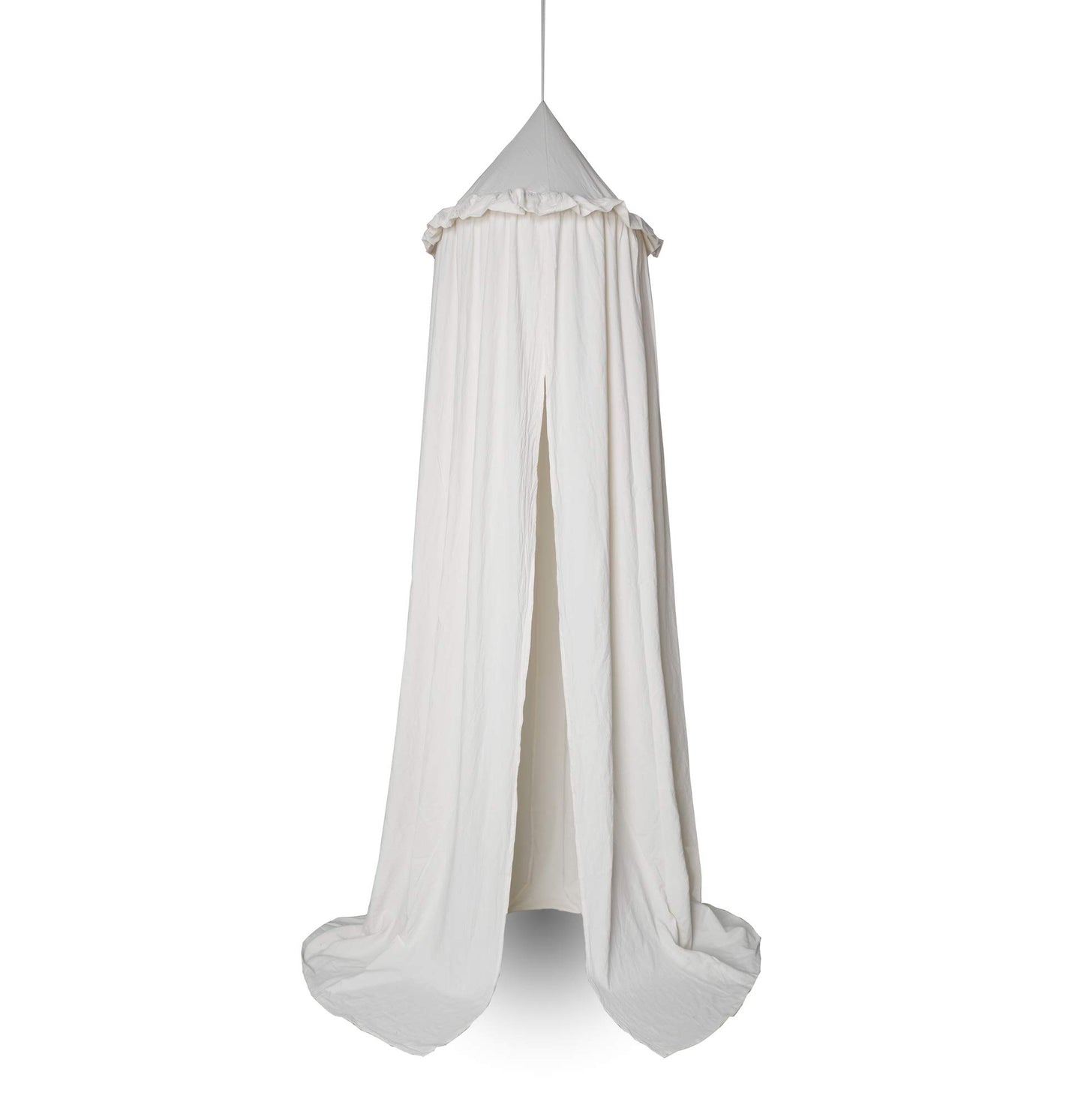 IBIZA VIBE MAMERIA Kids Bed Canopy with Frills Cotton Hanging Tent Curtain Net for Reading Nook Hideaway Bedding Play Room Decor (Beige)