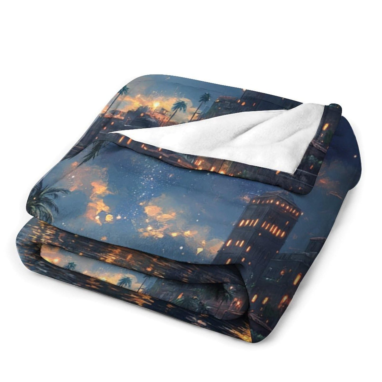 DIPQIMI City Building River Throw Blanket, Lightweight Soft Cozy Fantasy Starry Sky Blanket for Couch Sofa Bed, 30"x40"