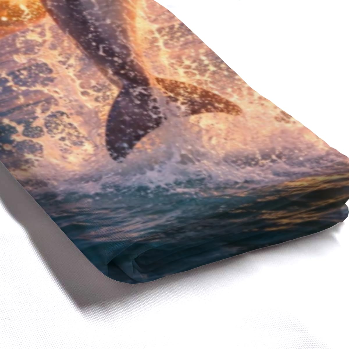 REZHOCH Coastal Funny Dolphin Shower Curtain 72x72 Inch,Cute Animal Sunset Beach Flowers Ocean Seaside Home Bathroom Decor Fabric Waterproof Bath Bathtub Set with 12 Hooks