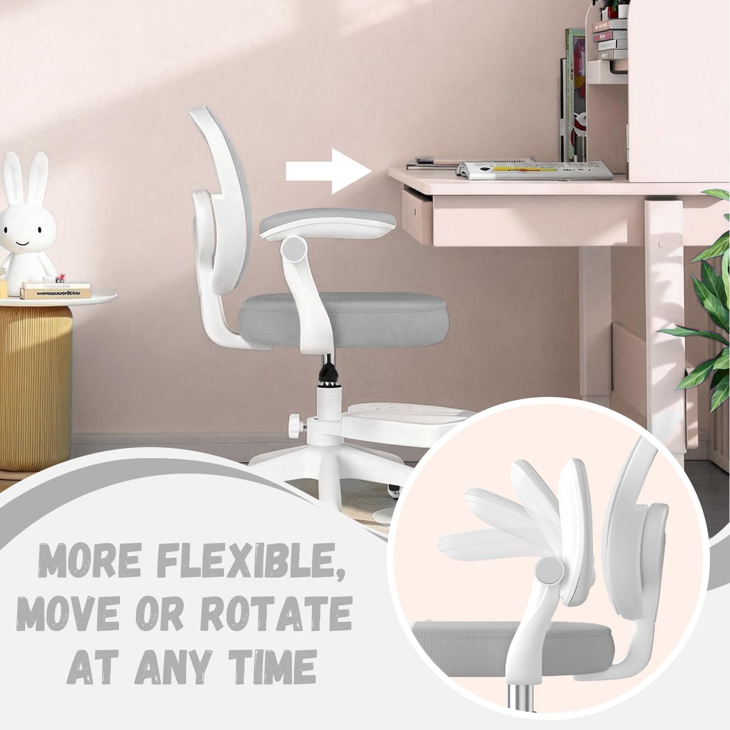 Ergonomic Kids Desk Chair 4-12, Adjust Height Children Study Computer Chair