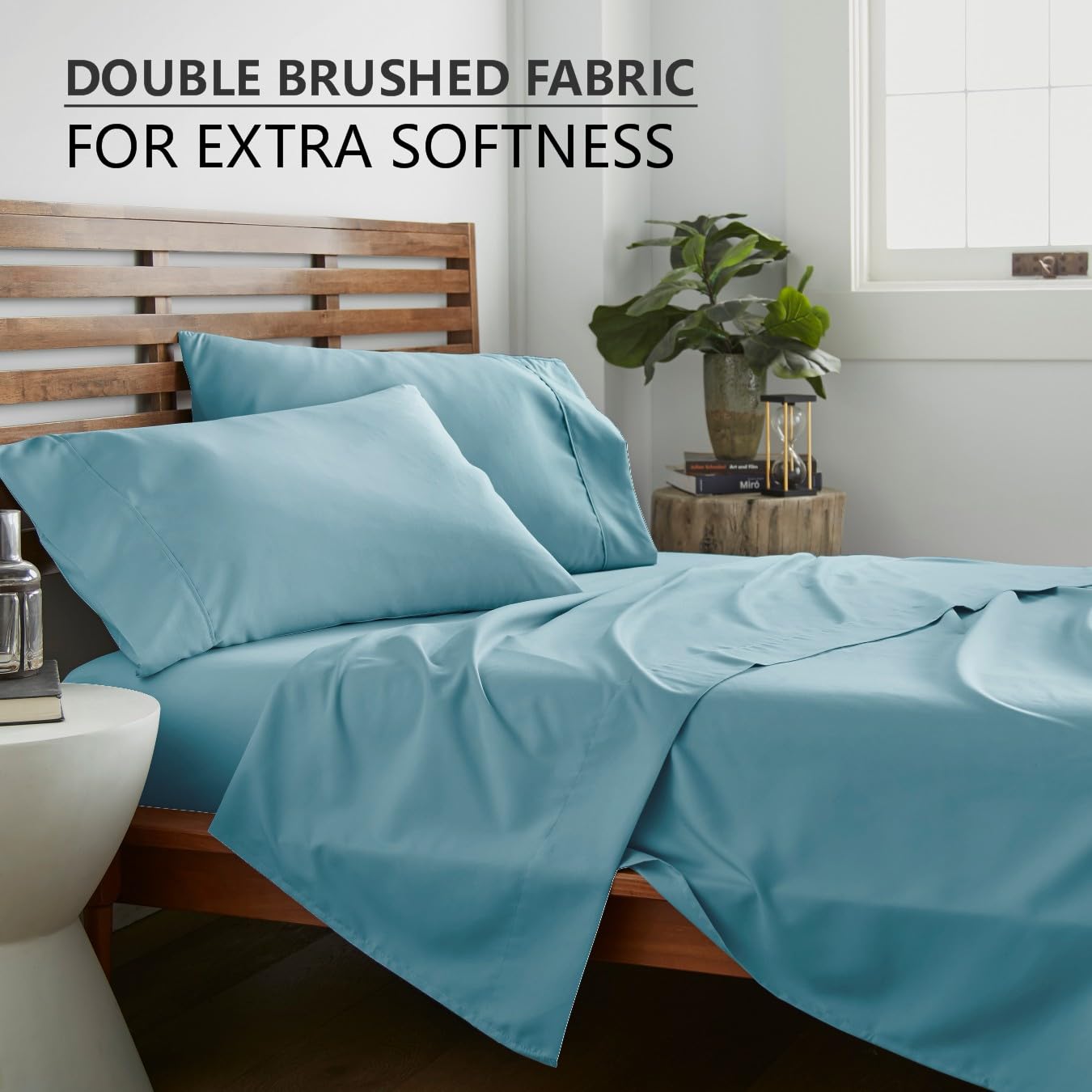 American Home Collection Full Size Sheet Set - Ultra-Soft Microfiber 15-Inch Deep Pocket - Wrinkle Free and Fade Resistant (Aqua Blue)