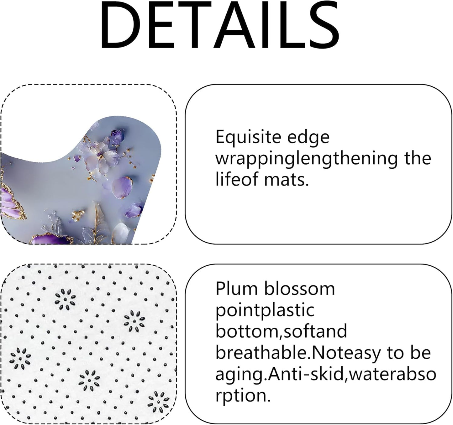 Chrainy 4 Pcs Purple Floral Butterfly Shower Curtain Set with Non-Slip Rugs, Modern Toilet Lid Cover and Bath Mat, Elegant Bathroom Decor Set with Hooks