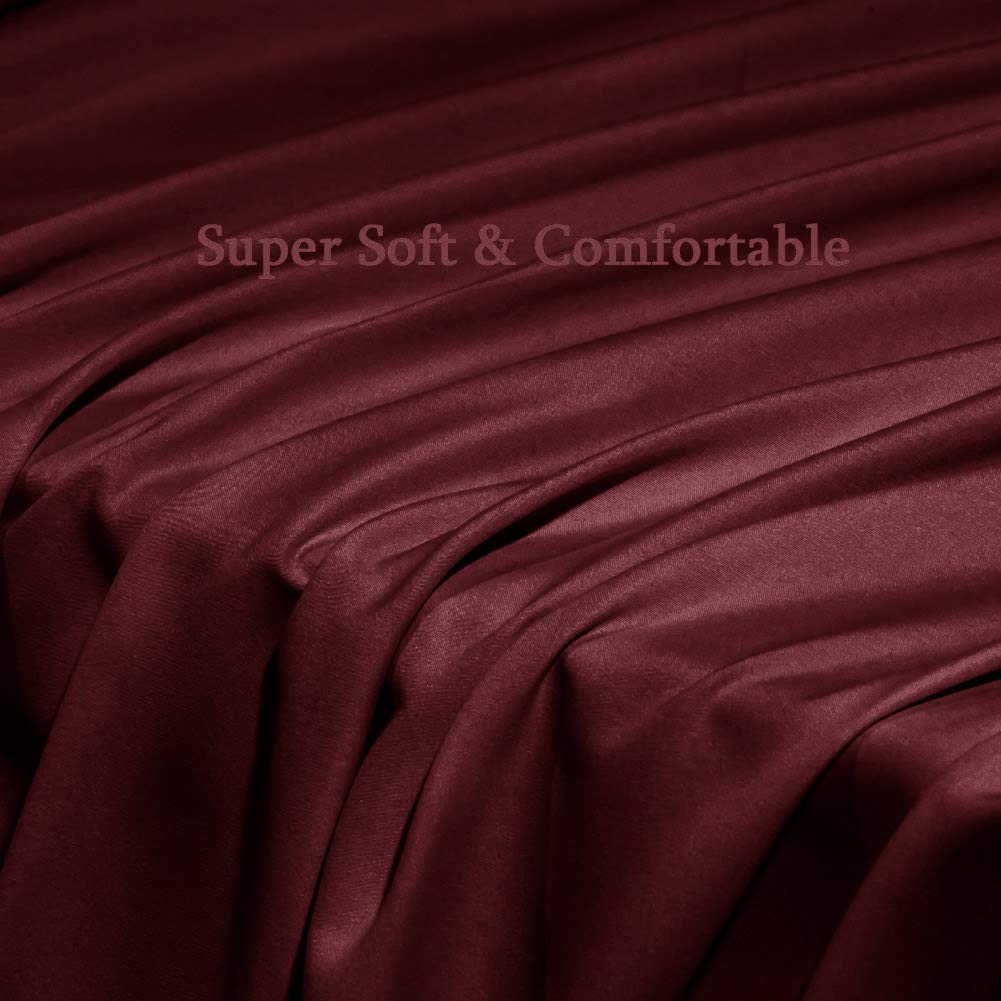 SONORO KATE Bed Sheet Set Super Soft Microfiber 1800 Series Luxury Egyptian Sheets Fit 18-24 Inch Deep Pocket Mattress Wrinkle-6 Piece (Burgundy, Queen)