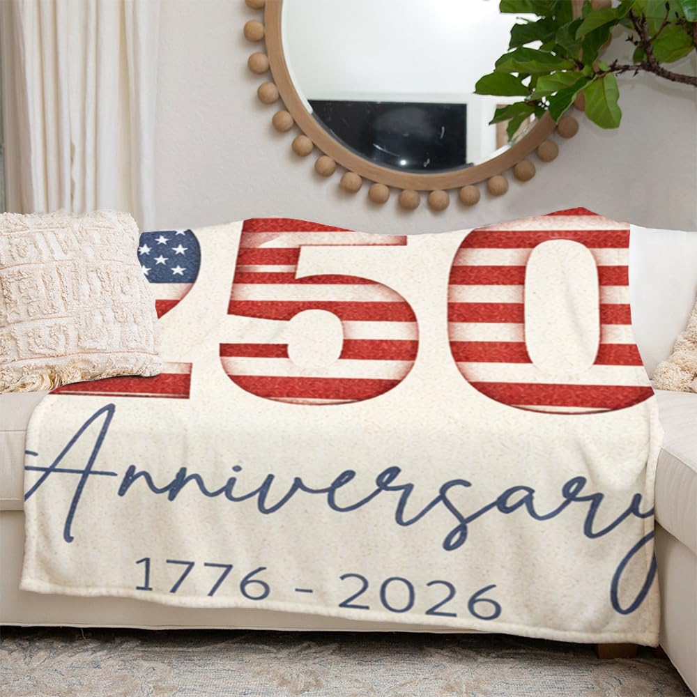 ENCYCOM Personalized Anniversary Blanket, 1776–2026 Patriotic Eagle Design Throw Blanket, Years of Freedom Commemorative Flannel Blanket, Independence Day Celebration Gift (#1)