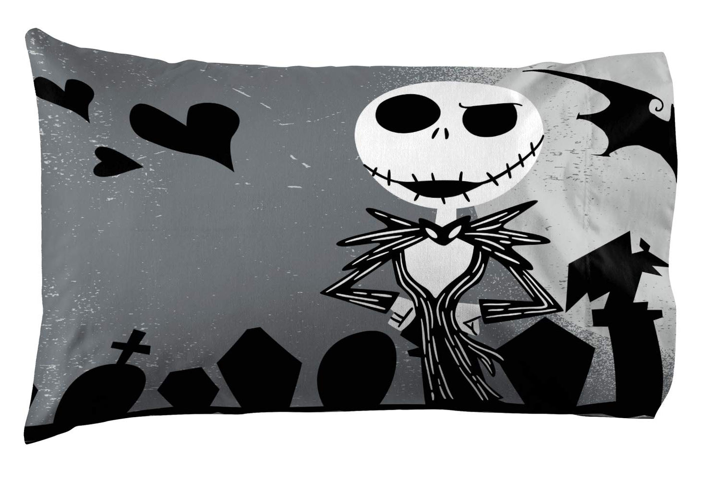 Jay Franco Disney Nightmare Before Christmas Grave Yard 1 Pack Reversible Pillowcase Featuring Jack Skellington and Sally - Kids Super Soft Bedding