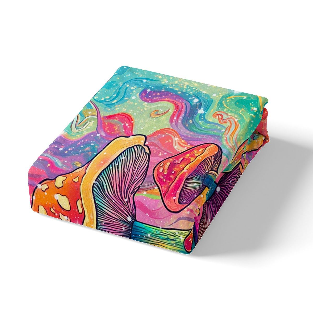 Feelyou Cute Mushroom Decor Bed Sheets Set Cartoon Mushrooms Sheet Set for Kids Boys Girls Teens Colourful Fungus Sheets with Deep Pocket Fitted Sheet Queen Size Wild Mushroom Stuff Bedding Set 4Pcs